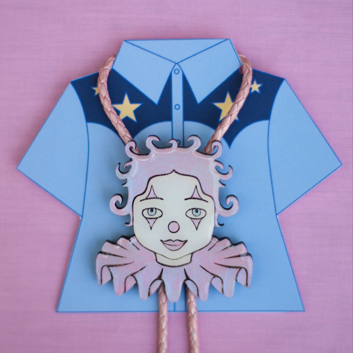 Pearlescent Pink Clown Bolo Tie