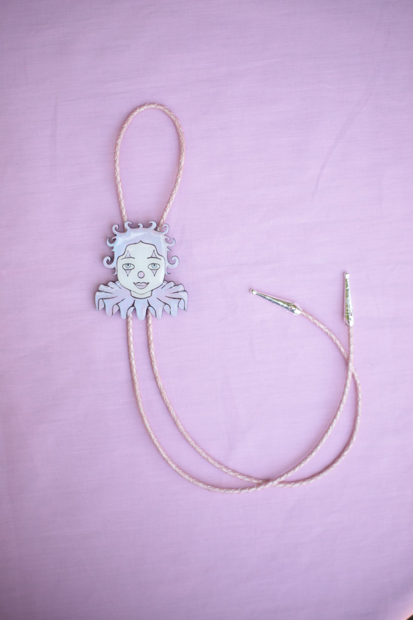 Pearlescent Pink Clown Bolo Tie