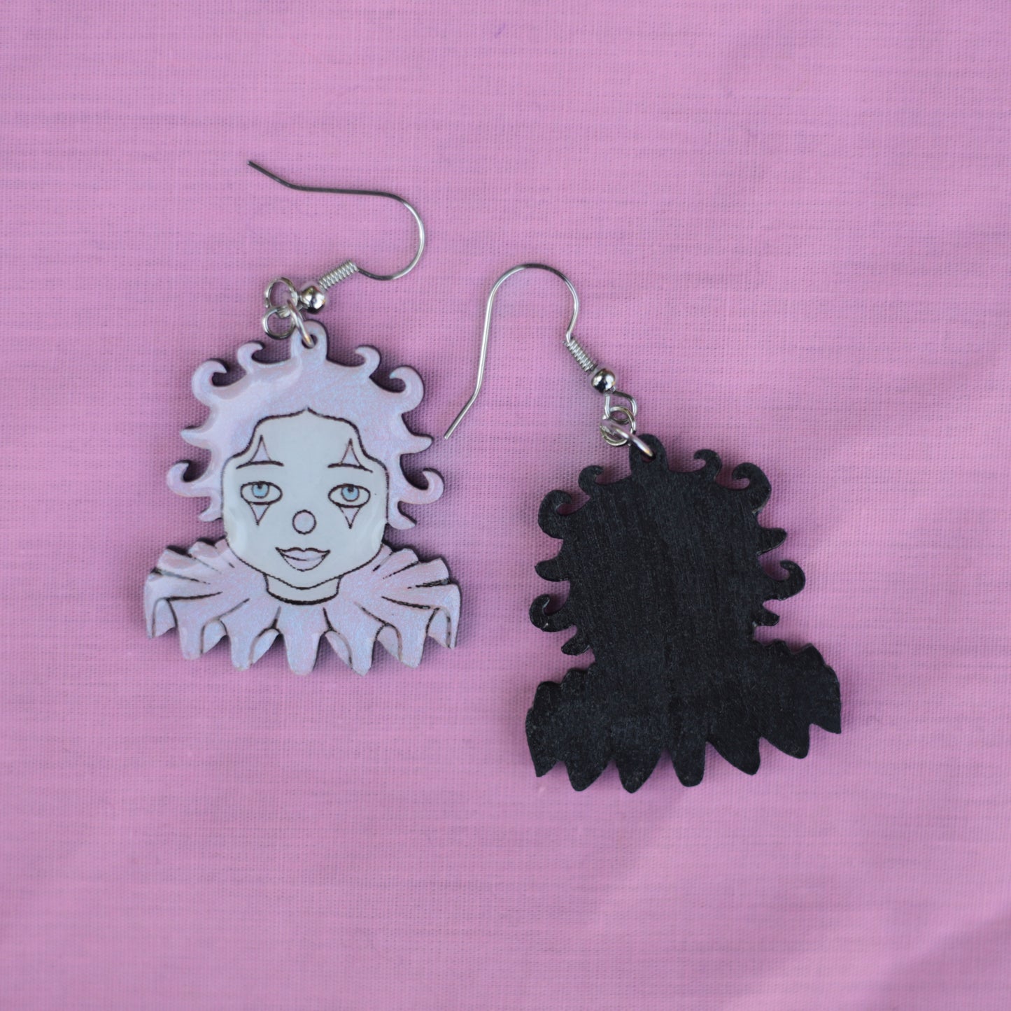 Pearlescent Pink Clown Earrings