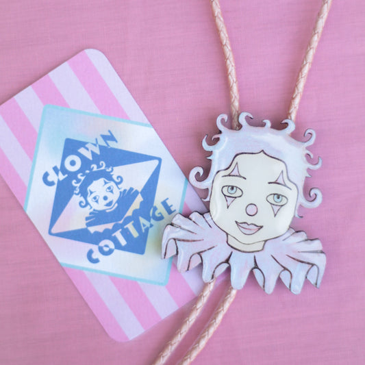 Pearlescent Pink Clown Bolo Tie