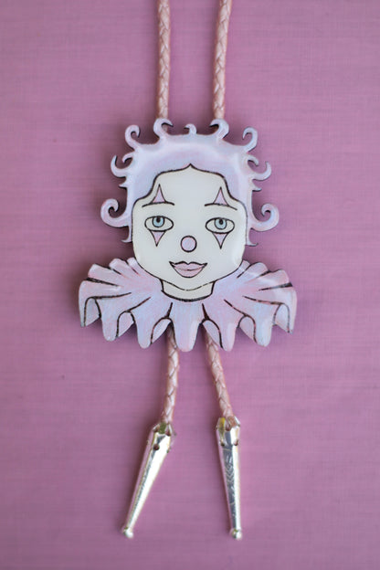 Pearlescent Pink Clown Bolo Tie