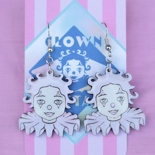 Pearlescent Pink Clown Earrings