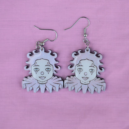 Pearlescent Pink Clown Earrings