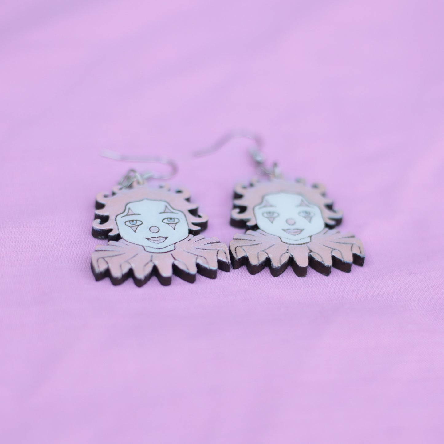 Pearlescent Pink Clown Earrings