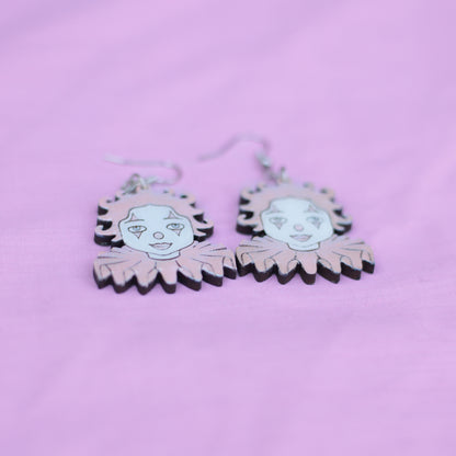 Pearlescent Pink Clown Earrings