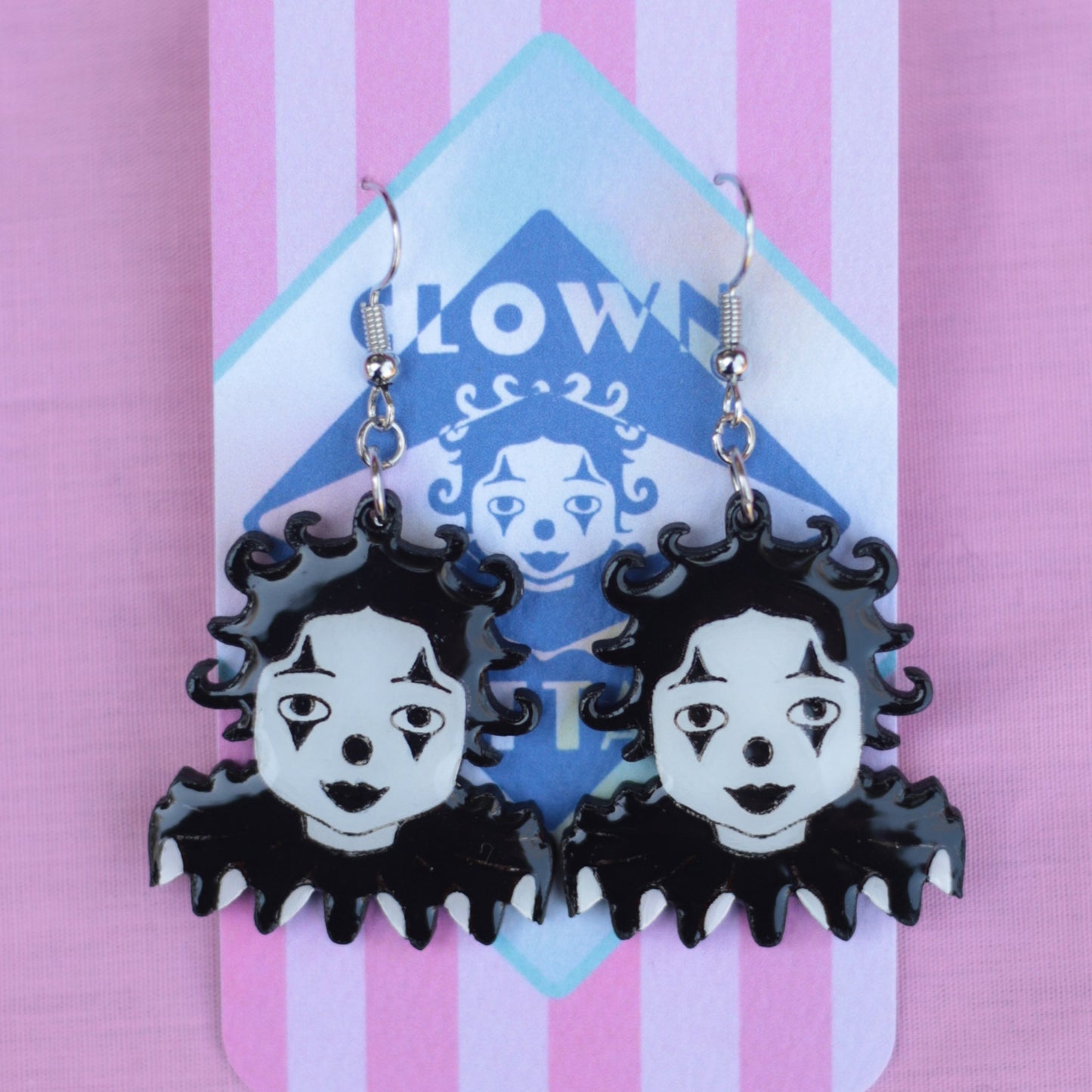 Black and White Clown Earrings