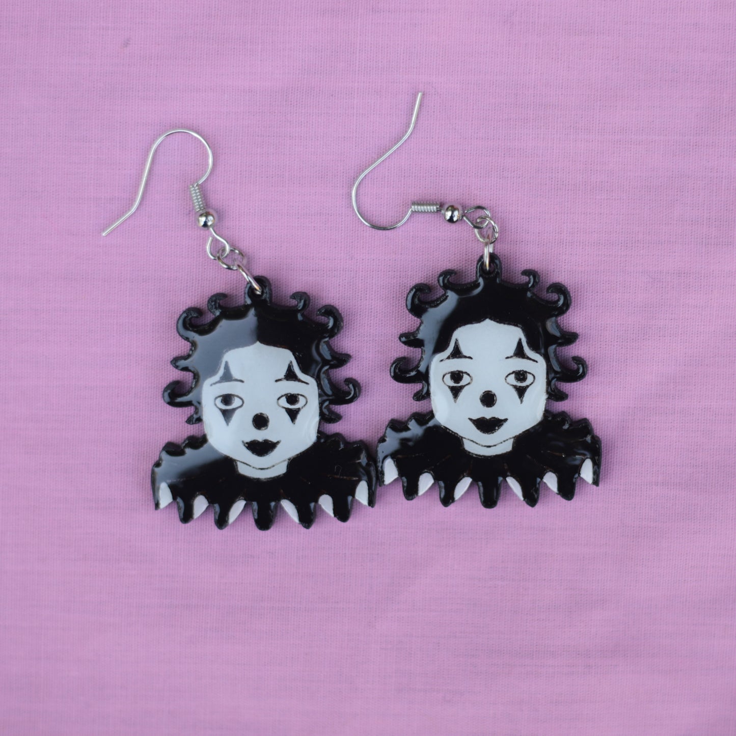 Black and White Clown Earrings