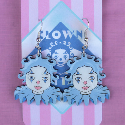 Blue Clown Earrings