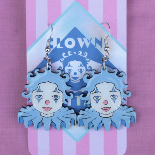 Blue Clown Earrings