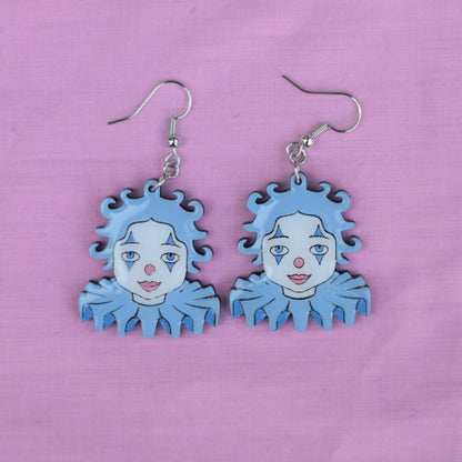 Blue Clown Earrings