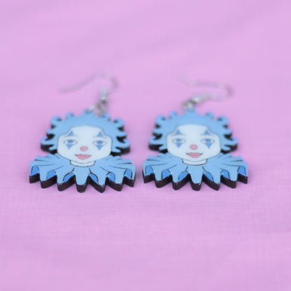 Blue Clown Earrings