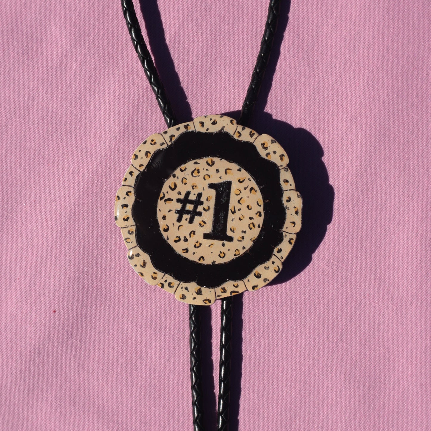 Leopard Print Prize Ribbon Bolo Tie
