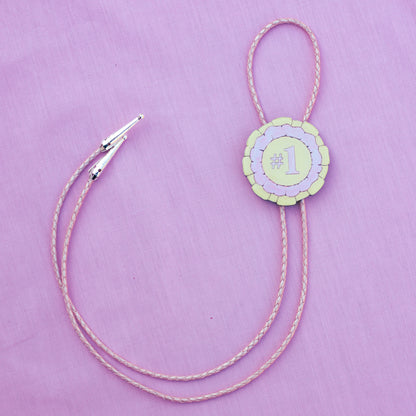 Pearlescent Pink Prize Ribbon Bolo Tie