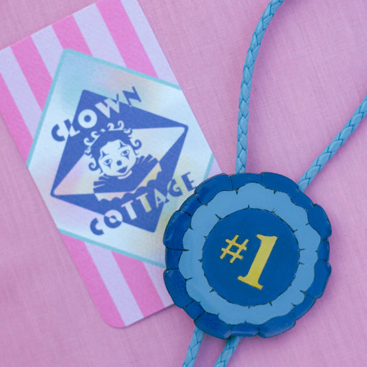 Dark Blue Prize Ribbon Bolo Tie